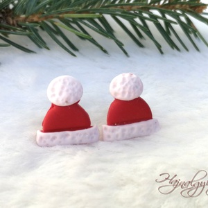 Mikulás sapka fülbevaló - fémmentes - Meska.hu