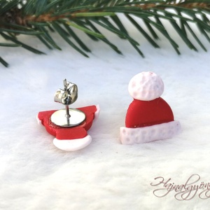 Mikulás sapka fülbevaló - ékszer - fülbevaló - pötty fülbevaló - Meska.hu