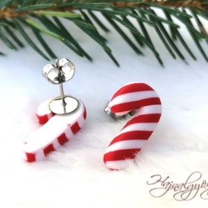 CUKORPÁLCA  fülbevaló - ékszer - fülbevaló - pötty fülbevaló - Meska.hu