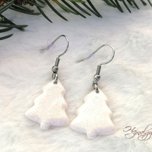 KARÁCSONYFA  fülbevaló, Ékszer, Fülbevaló, Lógó fülbevaló, Gyurma, Ékszerkészítés, MESKA