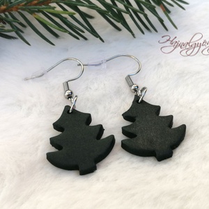 KARÁCSONYFA  fülbevaló, Ékszer, Fülbevaló, Lógó fülbevaló, Gyurma, Ékszerkészítés, MESKA