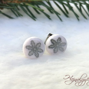 EZÜST HÓPIHE  fülbevaló, Ékszer, Fülbevaló, Pötty fülbevaló, Gyurma, Ékszerkészítés, MESKA