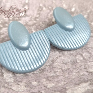 KÉK MINIMÁL fülbevaló, Ékszer, Fülbevaló, Lógó fülbevaló, Gyurma, Ékszerkészítés, MESKA