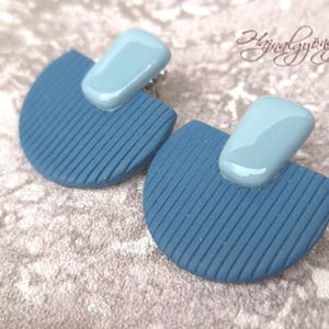 KÉK MINIMÁL fülbevaló, Ékszer, Fülbevaló, Lógó fülbevaló, Gyurma, Ékszerkészítés, MESKA