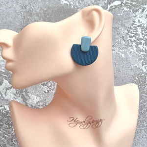 KÉK MINIMÁL fülbevaló - ékszer - fülbevaló - lógó fülbevaló - Meska.hu
