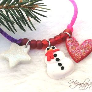 KARÁCSONYI gyerek nyaklánc, Ékszer, Nyaklánc, Medálos nyaklánc, Gyurma, Ékszerkészítés, MESKA