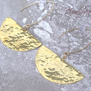 Sárgaréz félkör fülbevaló, Ékszer, Fülbevaló, Lógó fülbevaló, Fémmegmunkálás, Ötvös, MESKA