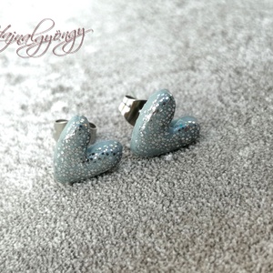 EZÜST SZÍV  fülbevaló, Ékszer, Fülbevaló, Pötty fülbevaló, Gyurma, Ékszerkészítés, MESKA