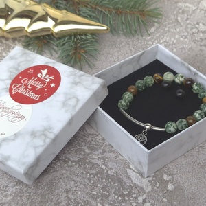 Pettyes zöld jáde és tigrisszem szett - ékszer - ékszerszett - Meska.hu