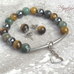 Hematit, indiai achát és tigrisszem szett - ékszer - ékszerszett - Meska.hu