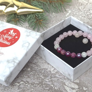 Rózsakvarc, achát, és hegyikristály szett - ékszer - ékszerszett - Meska.hu