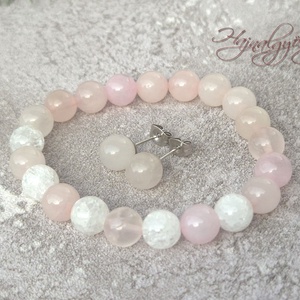 Rózsakvarc és hegyikristály szett - ékszer - ékszerszett - Meska.hu