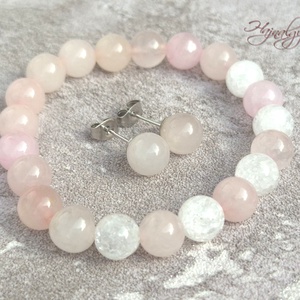 Rózsakvarc és hegyikristály szett - Meska.hu