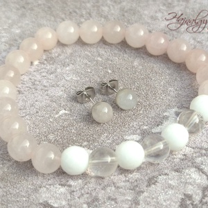 Rózsakvarc és hegyikristály szett - Meska.hu