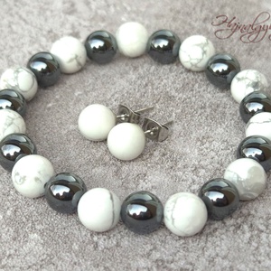 Hematit és howit ásvány ékszerszett, Ékszer, Ékszerszett, Gyöngyfűzés, gyöngyhímzés, MESKA