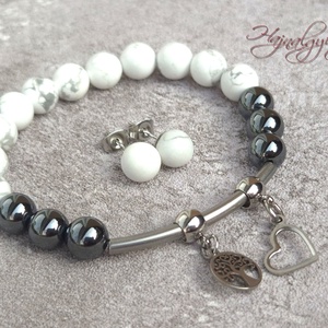 Hematit és howit ásvány ékszerszett, Ékszer, Ékszerszett, Gyöngyfűzés, gyöngyhímzés, MESKA