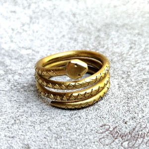 Sárgaréz kígyó gyűrű (mintás) - Meska.hu