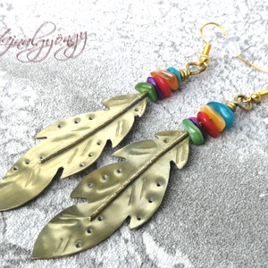 Sárgaréz TOLL fülbevaló - ékszer - fülbevaló - lógó fülbevaló - Meska.hu