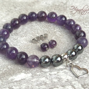 Ametiszt ásvány ékszerszett - Meska.hu