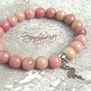 Rodonit ásványkarkötő flamingóval - Meska.hu