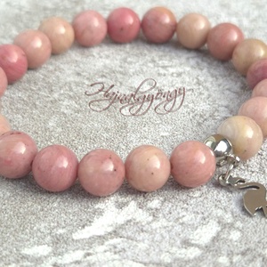 Rodonit ásványkarkötő flamingóval - ékszer - karkötő - ásványkarkötő - Meska.hu