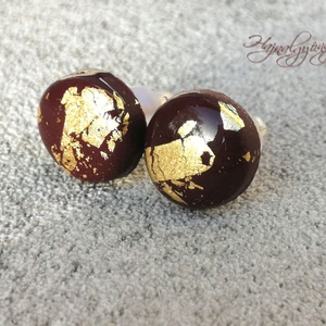 BURGUNDI fülbevaló - ékszer - fülbevaló - pötty fülbevaló - Meska.hu