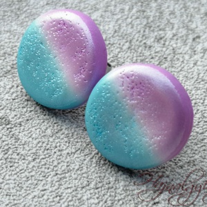 Kék rózsaszín átmenetes fülbevaló - ékszer - fülbevaló - pötty fülbevaló - Meska.hu