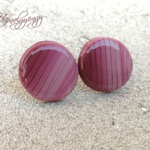 Rózsaszín csíkos nagy fülbevaló - Meska.hu