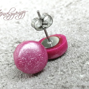 MAGENTA fényes fülbevaló - ékszer - fülbevaló - pötty fülbevaló - Meska.hu