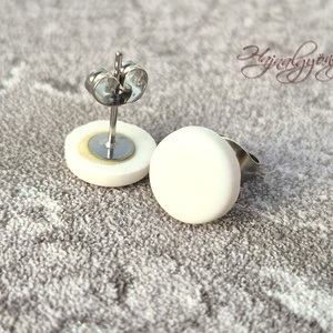 FEHÉR fülbevaló  - ékszer - fülbevaló - pötty fülbevaló - Meska.hu