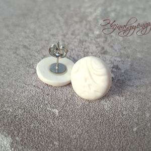 MINTÁS NAGY FEHÉR fülbevaló  - ékszer - fülbevaló - pötty fülbevaló - Meska.hu