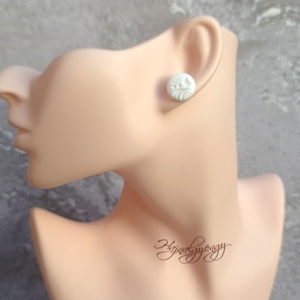 MINTÁS NAGY FEHÉR fülbevaló  - ékszer - fülbevaló - pötty fülbevaló - Meska.hu