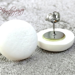 NAGY FEHÉR fülbevaló  - ékszer - fülbevaló - pötty fülbevaló - Meska.hu