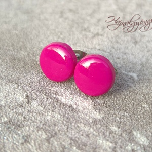 MAGENTA fülbevaló , Ékszer, Fülbevaló, Pötty fülbevaló, Ékszerkészítés, Gyurma, MESKA