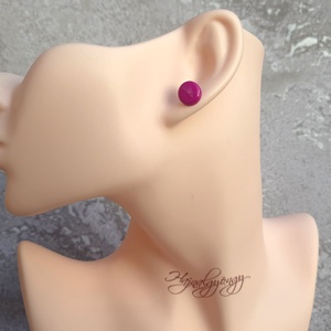 MAGENTA fülbevaló  - ékszer - fülbevaló - pötty fülbevaló - Meska.hu