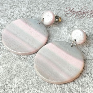 RÓZSASZÍN ÁRNYAK fülbevaló, Ékszer, Fülbevaló, Lógós kerek fülbevaló, Ékszerkészítés, Gyurma, MESKA