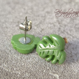 PHILODENDRON fülbevaló  - ékszer - fülbevaló - pötty fülbevaló - Meska.hu