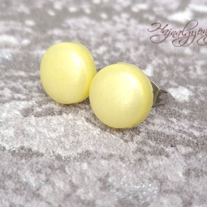 FÉNYES SÁRGA fülbevaló , Ékszer, Fülbevaló, Pötty fülbevaló, Ékszerkészítés, Gyurma, MESKA