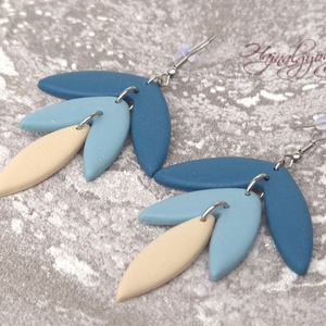 INDA nemesacél fülbevaló - acélkék-bézs - Meska.hu