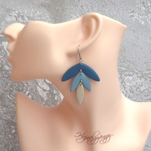 INDA nemesacél fülbevaló - acélkék-bézs - ékszer - fülbevaló - lógó fülbevaló - Meska.hu