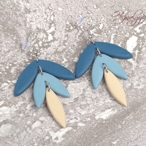 INDA nemesacél fülbevaló - acélkék-bézs - ékszer - fülbevaló - lógó fülbevaló - Meska.hu