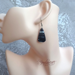 MILKY WAY - fekete fehér nemesacél fülbevaló - ékszer - fülbevaló - lógó fülbevaló - Meska.hu