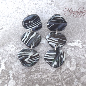 MILKY WAY - fekete fehér nemesacél fülbevaló - ékszer - fülbevaló - lógó fülbevaló - Meska.hu