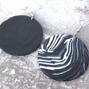 MILKY WAY - fekete fehér nemesacél fülbevaló - ékszer - fülbevaló - lógó fülbevaló - Meska.hu