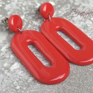 PIROS OVÁLIS fülbevaló - Meska.hu