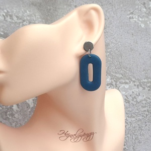 ACÉLKÉK OVÁLIS fülbevaló - ékszer - fülbevaló - lógó fülbevaló - Meska.hu