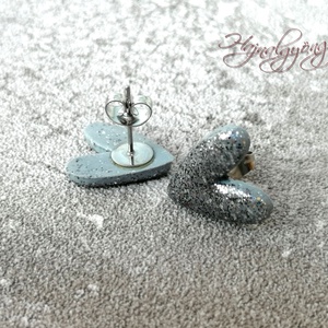 NAGY EZÜST SZÍV fülbevaló  - ékszer - fülbevaló - pötty fülbevaló - Meska.hu