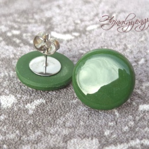 FŰZÖLD fülbevaló 15 mm - ékszer - fülbevaló - pötty fülbevaló - Meska.hu