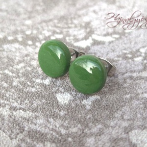 FŰZÖLD fülbevaló 10 mm - ékszer - fülbevaló - pötty fülbevaló - Meska.hu