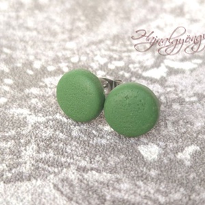 FŰZÖLD fülbevaló 10 mm, Ékszer, Fülbevaló, Pötty fülbevaló, Ékszerkészítés, Gyurma, MESKA